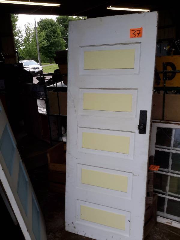 lot 37 image: 5 panel, Solid wood interior door