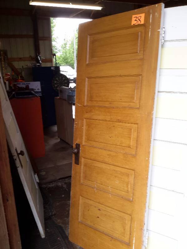 lot 38 image: 5 panel, Solid wood interior door