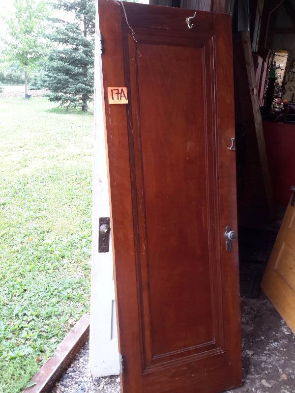 lot 17A image: Walnut wood panel door with hardware as shown