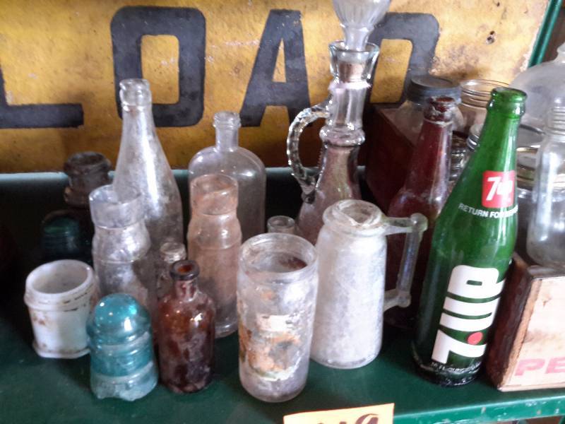 lot 119 image: Misc. Vintage Bottles.  Includes wood pepsi crate
