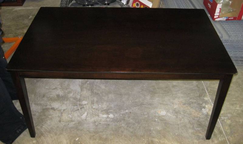 lot 63 image: McLeland Design Espresso Dining Table - WORN  DAMAGED CORNERS