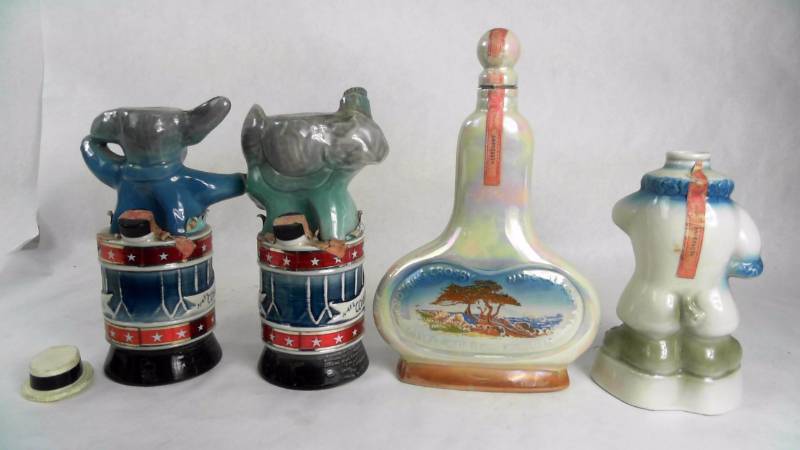 lot 1 image: Lot of 4 - EMPTY James B Beam Distilling Co. Decanter Bottles - Political
