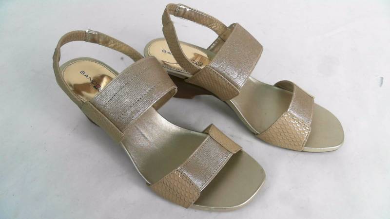 lot 24 image: Womens B Flexible by Bandolino Comforte 2 Band Elastic Wedge Sandals - Gold - Size 7.5 M