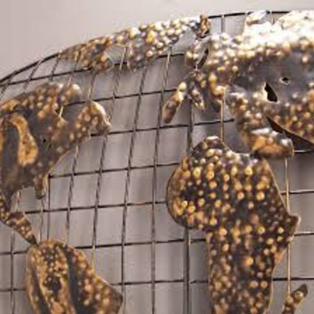 lot 1454 image: Southern Enterprises Iron World Map Wall Art
