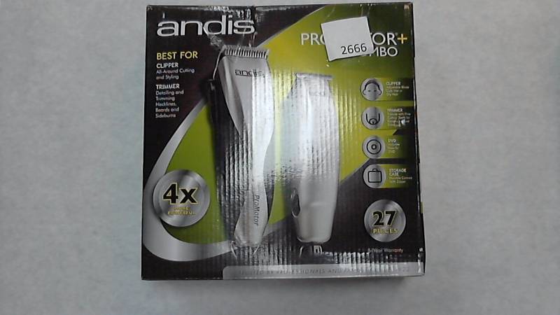 lot 2666 image: Andis Pro Motor 27pc Hair ClipperTrimmer Combo