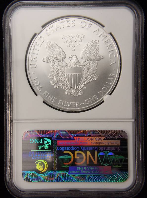 lot 16 image: 2010 AMERICAN SILVER EAGLE 1 TROY OZ. .999 FINE SILVER DOLLAR MS 69 EARLY RELEASE NGC
