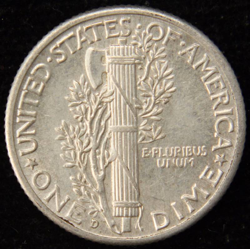 lot 27 image: 1941-D MERCURY SILVER DIME BU FSB FULL SPLIT BANDS