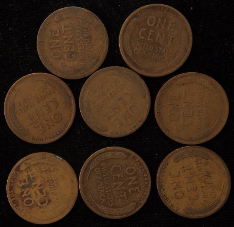 lot 39 image: GROUP OF 8  WHEAT CENTS - 1918 PDS, 1919 PDS & 1920 DS