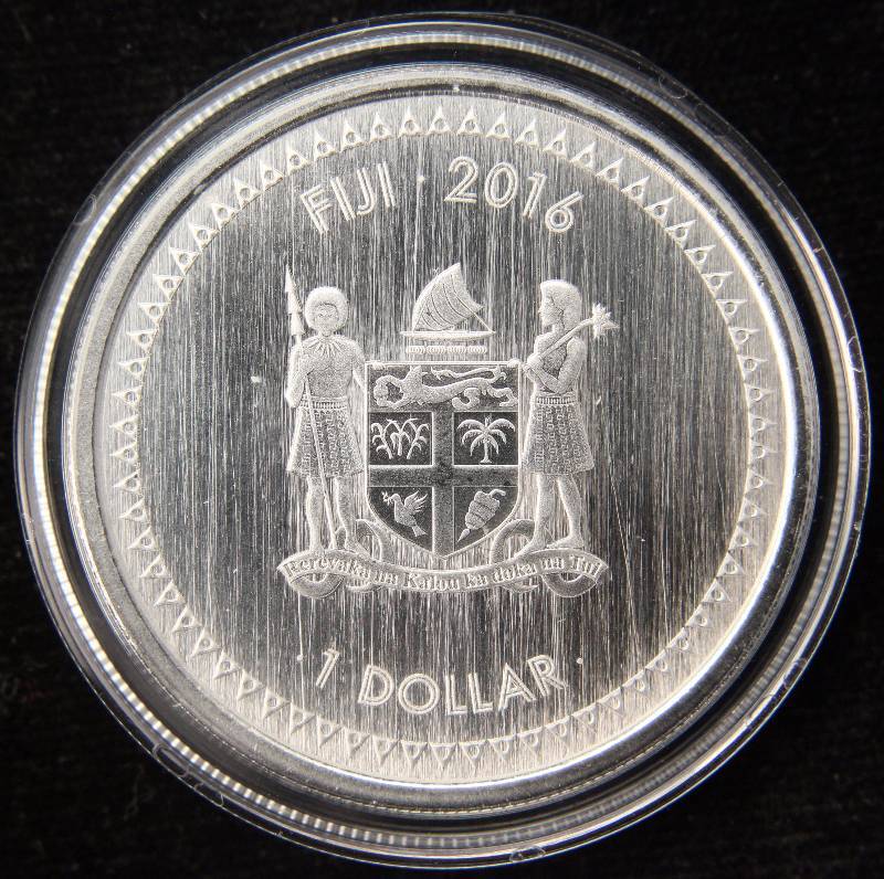 lot 57 image: 2016 FIJI 1 TROY OZ. .999 FINE SILVER IGUANA IN AIRTITE HOLDER