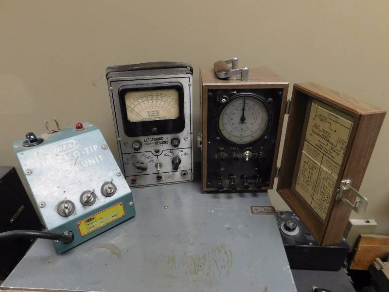 lot 25 image: Volt Meters, Temperature Box, Oscillograph