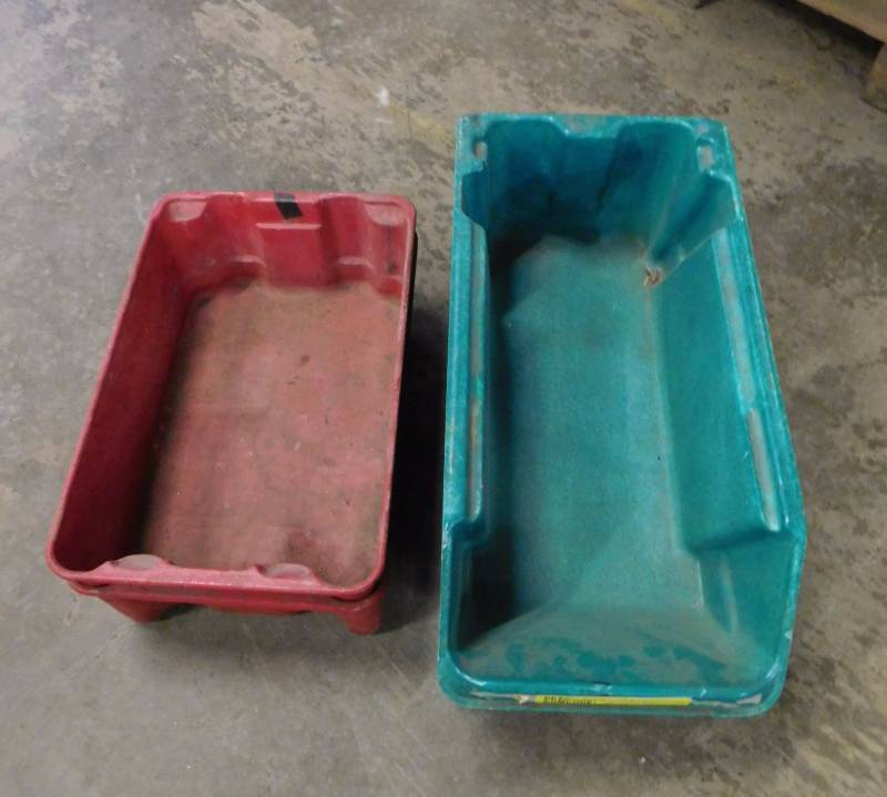 lot 46 image: Fiberglass Storage Bins (3 green, 2 red)