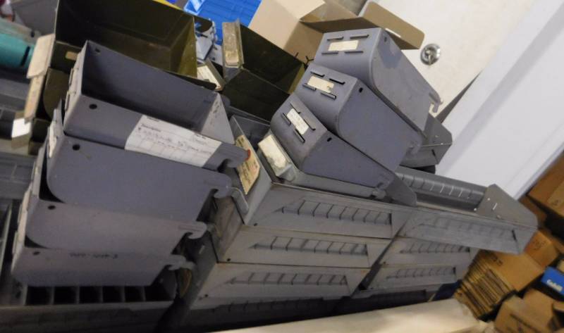 lot 51 image: Misc. Grey and Green Metal Shelves- Size Varies