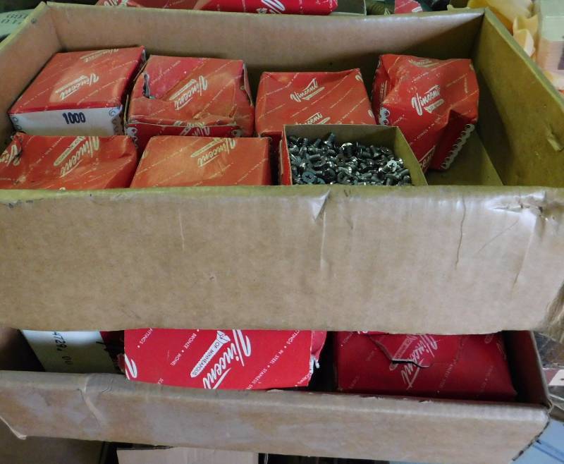 lot 84 image: Misc. Hardware- Fasteners, Machining Belts, Nuts, Screws