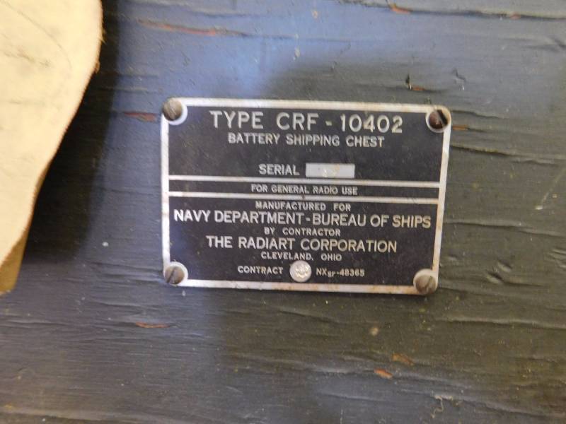 lot 109 image: Navy Department Battery Shipping Chest, Serial #42