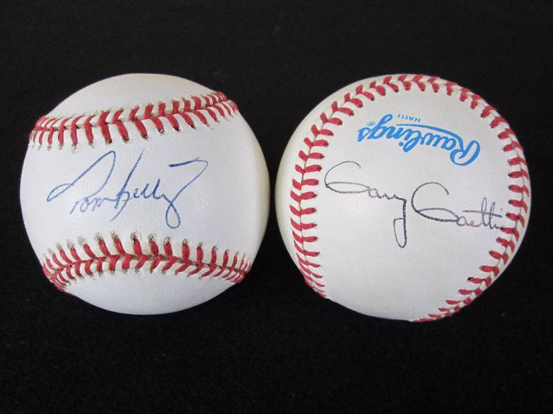 lot 60 image: Gary Gaetti, Gene Larkin, and Tom Kelly Autographed Baseballs