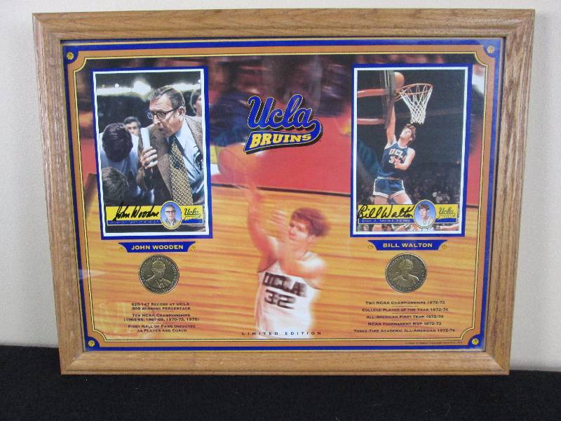 lot 77 image: John Wooden & Bill Walton Autographed Plaque