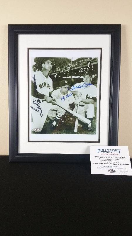lot 52 image: Mickey Mantle, Ted Williams,  Yogi Berra Autograph Picture