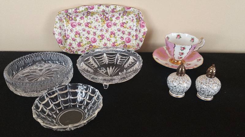 lot 105 image: James Kent Rapture, Adderley Cup & Saucer, Trice, and Crystal