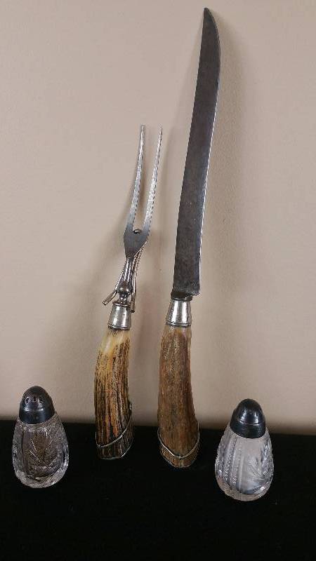 lot 111 image: J. A. Henckels German Serving Set, Antique Salt & Pepper