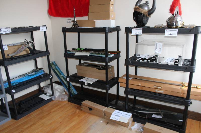 lot 1975 image: Lot of (3) 4-Shelf Display Racks