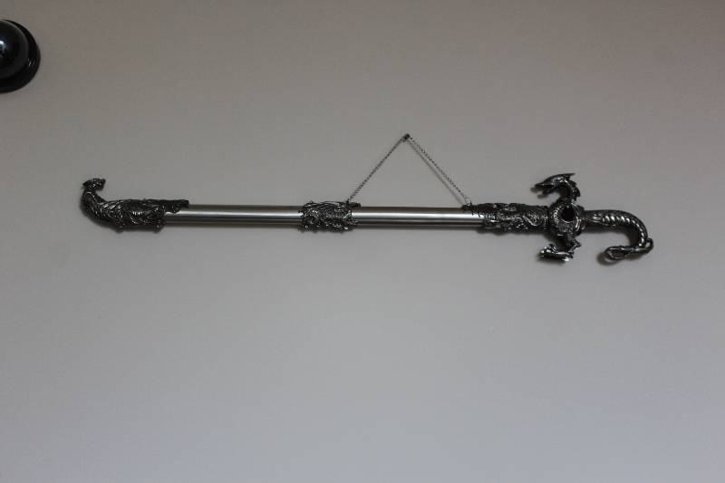 lot 1904 image: 36 Long sword Saint George Dragon Saber Fantasy Medieval Knight Sword w Case