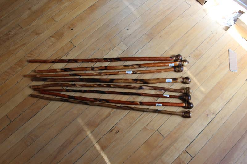 lot 1952 image: Lot of (8) Wood Walking Canes
