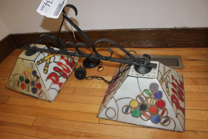 lot 2234 image: Hanging Dual Pool Table Lights