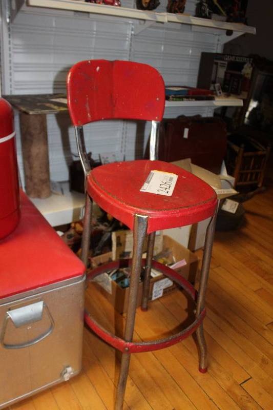lot 2426 image: Red Metal Bar Chair