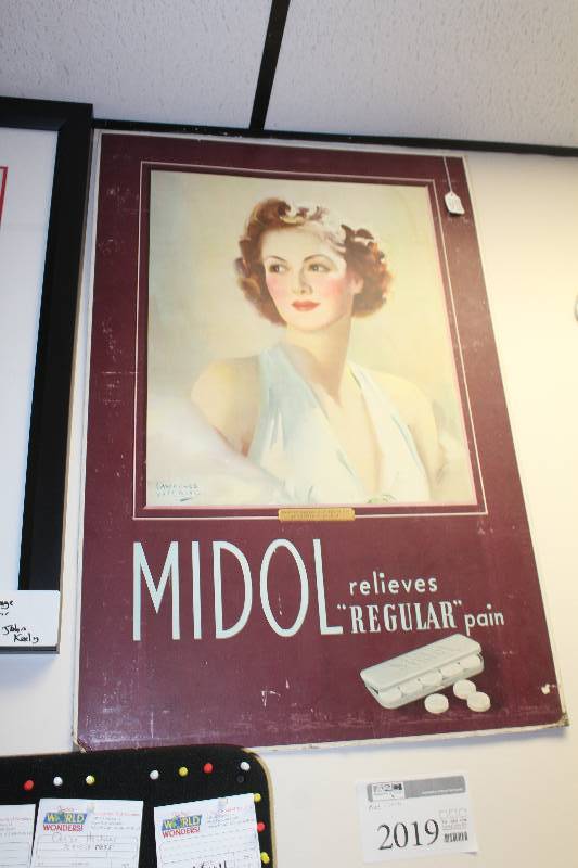 lot 2019 image: 1940-1950s Midol Wall Art