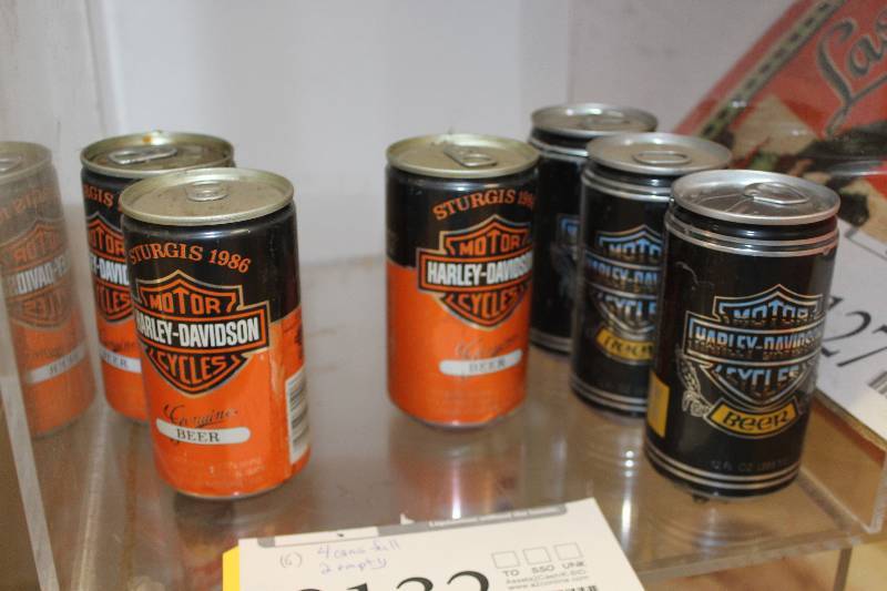 lot 2132 image: Lot of (6) Cans of Harley Davidson Black Beer