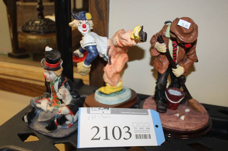 lot 2103 image: Lot of (3) Clown Figurines