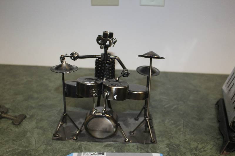 lot 2078 image: Metal Drummer Statue