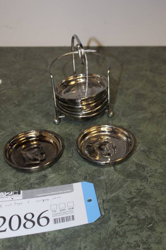lot 2086 image: Lot of (7) 6-Ash Trays, Holder