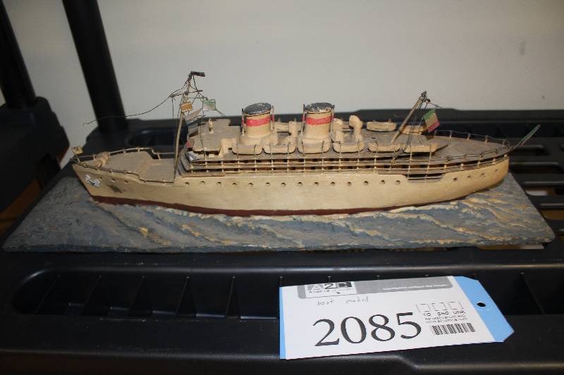 lot 2085 image: Ship Model w Ocean Display Base