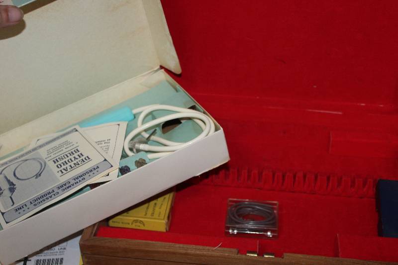 lot 2294 image: Lot of (2) Vintage Dental Hydro Brush, Wood Case