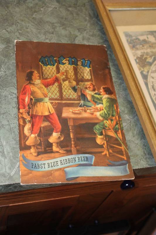 lot 2365 image: Pabst Blue Ribbon Beer Menu