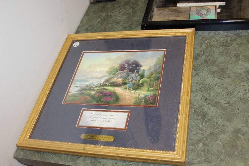 lot 2362 image: A New Day Dawning by Thomas Kincade Framed Wall Art