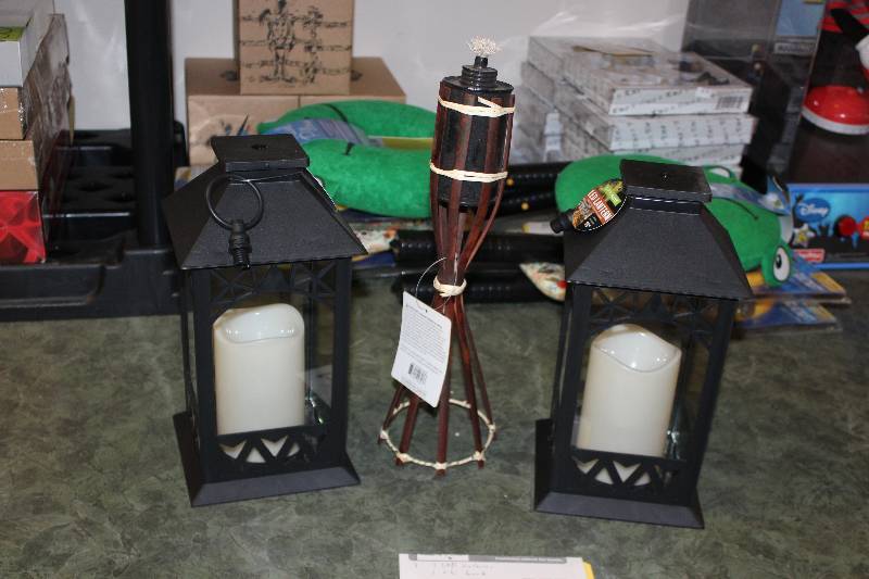 lot 2340 image: Lot of (3) 2-LED Lanterns, 1-Tiki torch