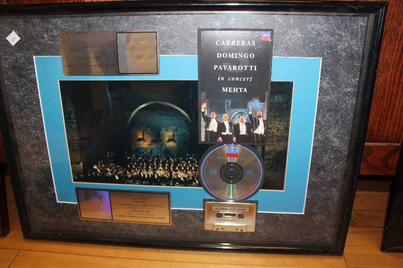 lot 2367 image: Carreras Domingo Pavarotti In Concert 1 Million Copy Framed Matted Music Art