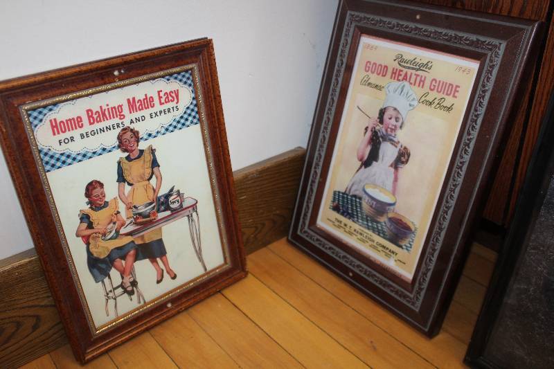 lot 2364 image: Lot of (2) Framed Cooking Pictures - Home Baking Made Easy, Good Health Guide