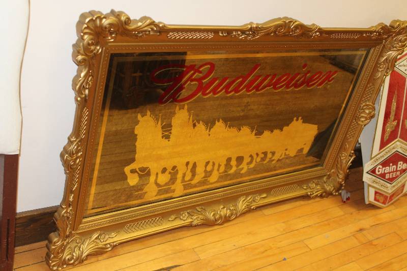 lot 2261 image: Budweiser Clydesdales Silhouette Decorative Framed Wall Mirror