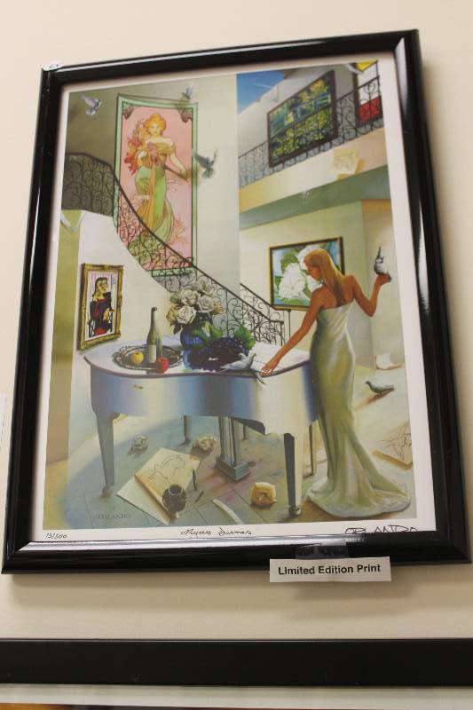 lot 2270 image: Mujeres Dirmas by Orlando #13500 Framed Limited Original Art