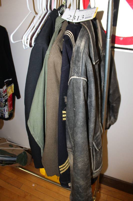 lot 2313 image: Lot of (5) Military Coats, 10-Plastic Hangars