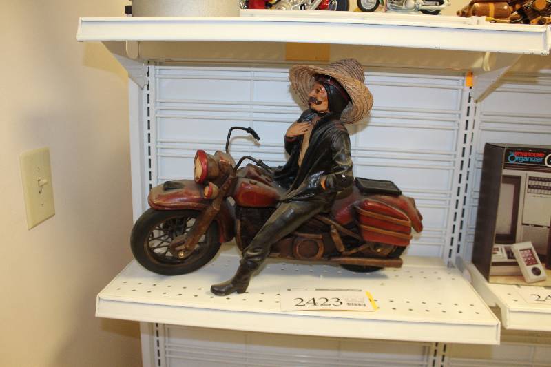 lot 2423 image: Mexican Motorcycle Rider, Motorcycle Figurine