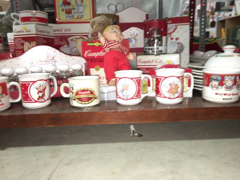 lot 2177 image: Awesome Vintage Collection of Cambells Soup Memorabilia.