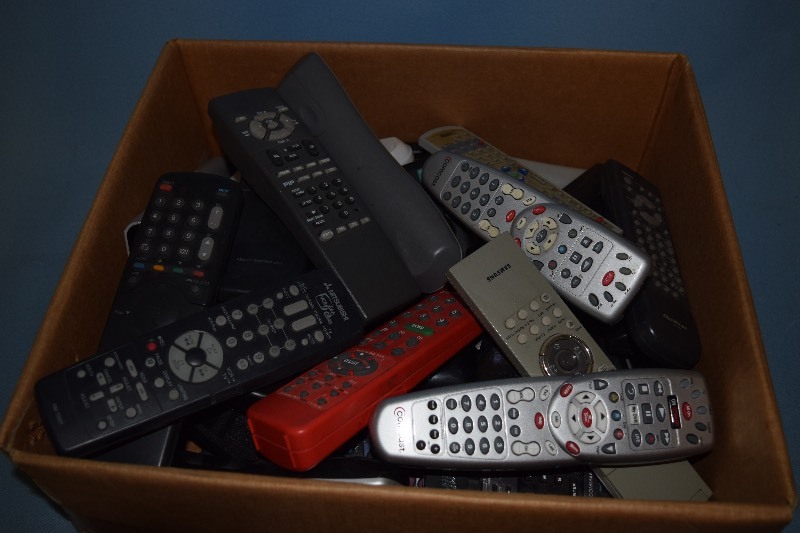 lot 32 image: Large Lot  Box of Miscellaneous Professional Audio & Video Remote Control Units
