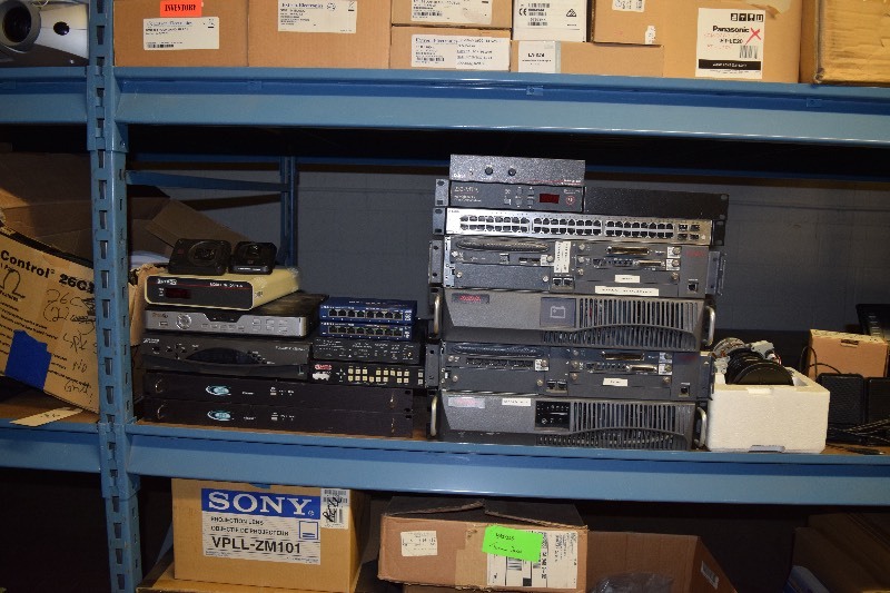lot 57 image: Large, 8 Shelf-Lot of Miscellaneous Pro Audio & Video Items