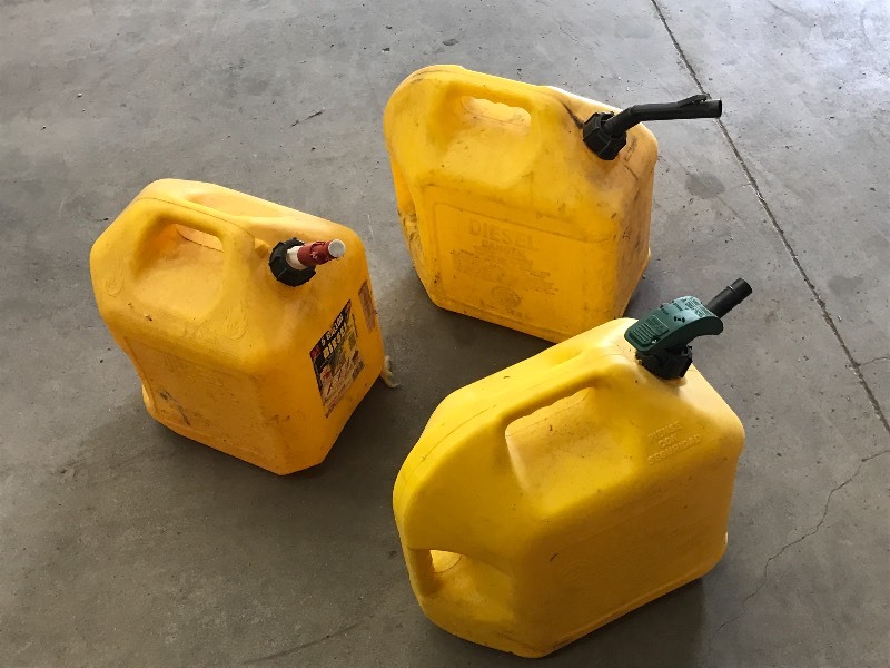 lot 9 image: Lot Of (3) Plastic Diesel Cans ...