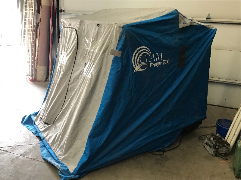 lot 14 image: Clam Fish Trap 2-Man Portable Ice H...