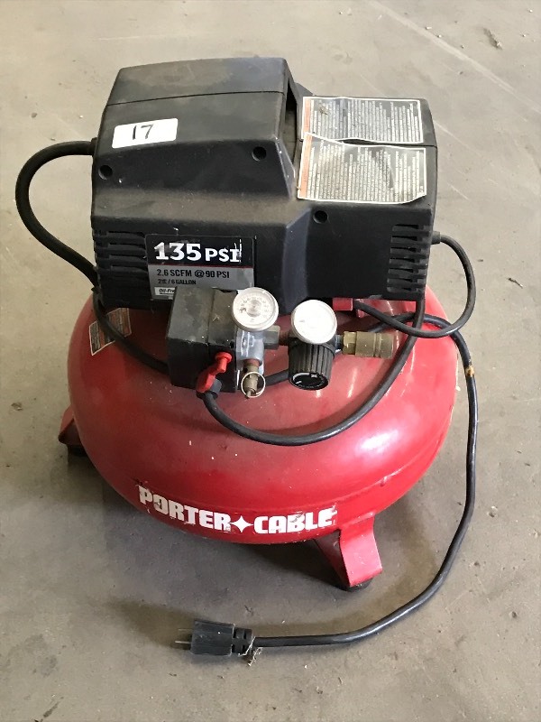 lot 17 image: Porter Cable 6-Gallon 135PSI Electr...